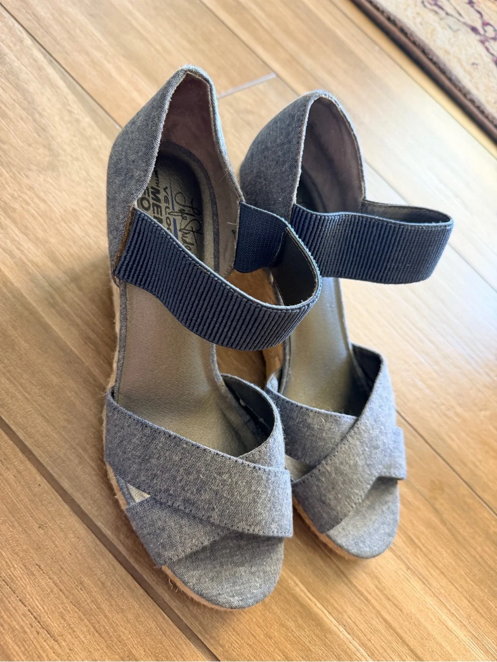 LifeStride Women's Denim Espadrille Wedge Sandals